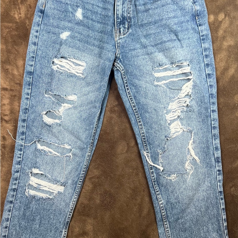 Refuge Women's Distressed Blue Boyfriend Jeans